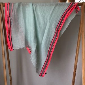 Bright pink and light teal scarf